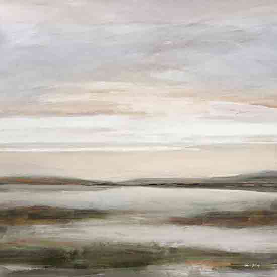 Amber Sterling AS145 - AS145 - Overcast - 12x12 green pastures, sunset light, soft clouds, rolling hills, tranquil countryside, muted tones, open field landscape painting from Penny Lane