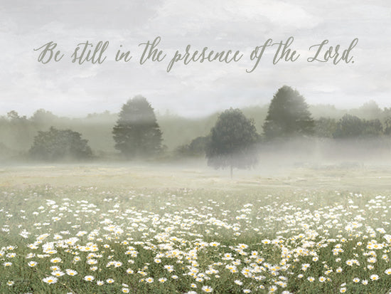 Amber Sterling AS442 - AS442 - Be Still - 16x12 misty field, daisy meadow, tranquil morning, biblical inspiration, soft light, foggy trees, nature calm from Penny Lane