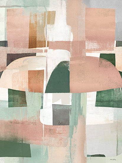Amber Sterling AS488 - AS488 - Fabled Memory I - 12x16 soft geometry, pastel colors, modern abstract, overlapping forms, green and pink hues, minimal aesthetic from Penny Lane