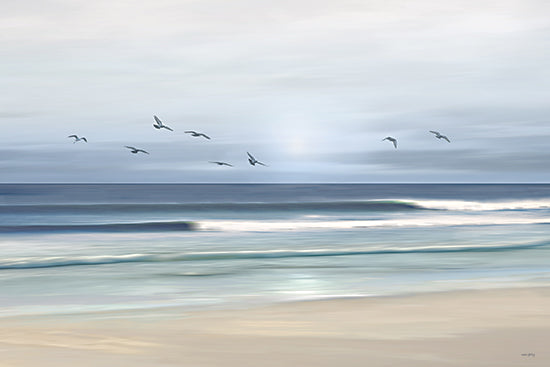 Amber Sterling AS510 - AS510 - Quiet Morning at the Beach - 16x12 abstract seascape birds ocean horizon minimal coastal motion blur soft tones from Penny Lane