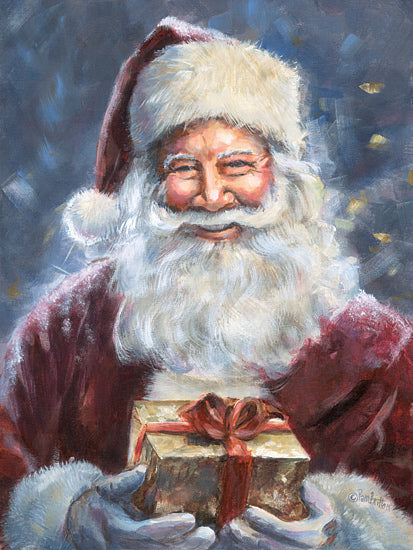 Pam Britton BR688 - BR688 - A Jolly Soul - 12x16 holidays & seasonal, figurative, christmas, santa, gift, snowy night, stars, painterly, whimsical, oil painting, red from Penny Lane