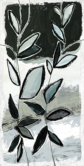 Cloverfield & Co. CC260 - CC260 - Veins of the Earth I - 9x18 abstract leaves, foliage art, green leaves painting, modern greenery, contemporary nature, stylized leaves, black outlines, painterly strokes, modern farmhouse decor from Penny Lane