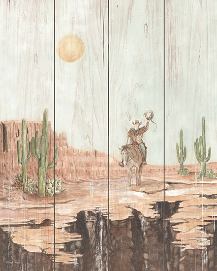 Cindy Jacobs CIN4288 - CIN4288 - Desert Ride - 12x16 Western, Cowboy, Horse, Landscape, Cactus, Sun, Desert, Wood Planks from Penny Lane