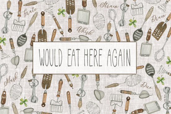 Cindy Jacobs CIN4631 - CIN4631 - Would Eat Here Again - 18x12 Kitchen utensils pattern, would eat here again sign from Penny Lane