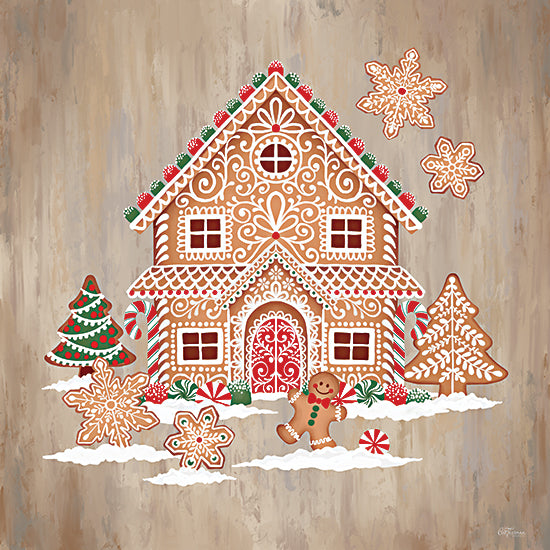 Cat Thurman Designs CTD441 - CTD441 - Gingerbread Wonderland - 12x12 gingerbread house, Christmas candy house, decorated cookies, gingerbread man, peppermint candy, snow icing, holiday sweets, whimsical Christmas art, festive dessert, candy cane, gingerbread trees, snowflake cookies, rustic wood background, red green white palette, holiday baking, winter treat, Christmas kitchen decor, playful seasonal art, hand painted illustration, sweets and treats, holiday home, gingerbread village from Penny Lane