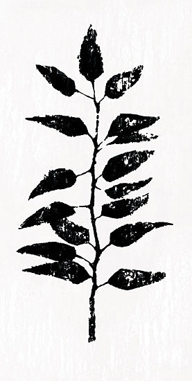 Dogwood Portfolio DOG333 - DOG333 - Ebony Leaves I - 9x18 black leaf print, monochrome botanical art, simple nature print, rustic leaf artwork, ink style foliage from Penny Lane