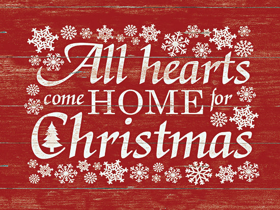 Dogwood Portfolio DOG349 - DOG349 - All Hearts Come Home for Christmas - 16x12 Merry Christmas, December 25, vintage holiday card, ornate border, scripted text, festive greeting, elegant typography from Penny Lane