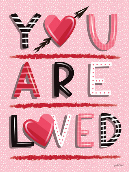 Elizabeth Tyndall ET311 - ET311 - You are Loved - 12x16 Valentine's Day, You Are Loved, Typography, Signs, Textual Art, Arrow, Hearts, Love, Spring from Penny Lane