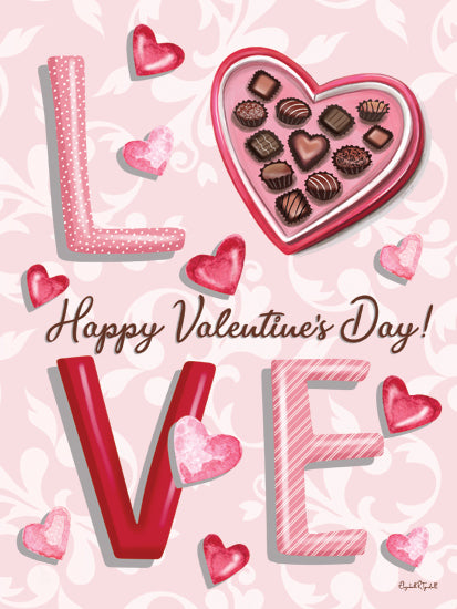 Elizabeth Tyndall ET315 - ET315 - Happy Valentine's Day Candy - 12x16 Valentine's Day, Love Happy Valentine's Day, Typography, Signs, Textual Art, Candy, Boxed Candy, Hearts, Spring, Patterned Background from Penny Lane