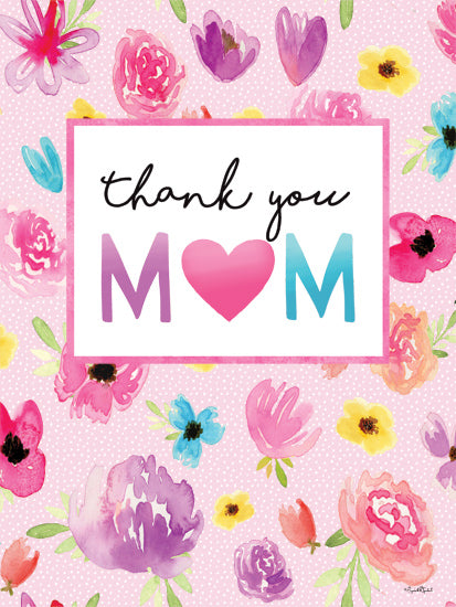 Elizabeth Tyndall ET392 - ET392 - Thank you Mom - 12x16 Mother's Day, Mom, Thank You Mom, Typography, Signs, Textual Art, Flowers, Heart, Love from Penny Lane