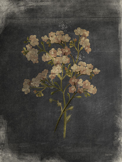 House Fenway FEN943 - FEN943 - Gilded Forget Me Nots - 12x16 moody floral still life, vintage flower painting, dark background botanical art, textured floral artwork, antique style decor from Penny Lane