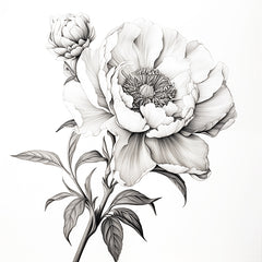 HK244 - Peony Sketch II   - 12x12