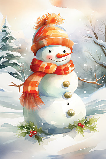 Heidi Kuntz HK343 - HK343 - The Most Wonderful Snowman   - 12x18 Winter, Christmas, Snowman, Snow, Trees, Holly, Berries, Hat, Scarf, Sunlight from Penny Lane