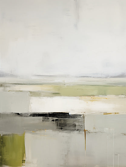 Heidi Kuntz HK363 - HK363 - Hazy Horizon II   - 12x16 abstract painting, minimalist tones, neutral palette, horizontal lines, modern art, soft texture, earthy hues, layered paint from Penny Lane