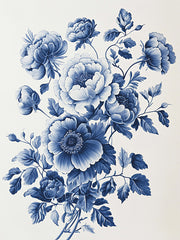 HK529 - Blue Porcelain Flowers 3 - 12x16