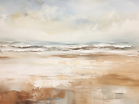 Heidi Kuntz HK642 - HK642 - Daybreak Haze - 16x12 coastal painting, ocean waves, beach scene, soft neutral palette, serene seascape, coastal decor, calming horizon, light sky, sandy shore, painterly texture, brush strokes, modern farmhouse coastal, peaceful mood from Penny Lane