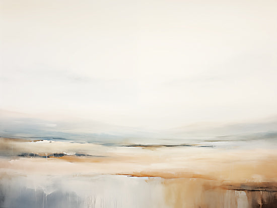 Heidi Kuntz HK643 - HK643 - Muted Tones of Rest - 16x12 abstract seascape, minimalist coastal art, neutral beach tones, soft horizon, modern farmhouse decor, calm ocean, muted sky, painterly brush strokes, serene atmosphere, contemporary landscape, beige and blue hues from Penny Lane