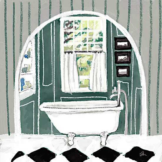 Jessica Mingo JM681 - JM681 - Whimsical Washroom II - 12x12 ocean horizon, minimal seascape, calming water, pastel tones from Penny Lane