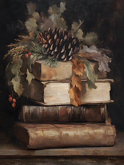 Jo Moulton JO161 - JO161 - Winter Book Club - 12x16 Christmas, Holidays, Still Life, Books, Book Club, Winter, Leaves, Greenery, Berries, Pinecone from Penny Lane