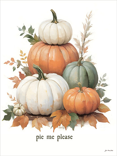 Jo Moulton JO373 - JO373 - Pie Me Please - 12x16 stacked pumpkins, fall decor, watercolor pumpkins, orange and white pumpkins, sage green pumpkin, autumn leaves, farmhouse style, minimalist white background, cute seasonal art, thanksgiving vibe, harvest illustration, cozy kitchen decor, soft brush strokes, neutral fall palette, playful text from Penny Lane
