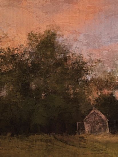 Kamdon Kreations KAM1064 - KAM1064 - Just Beyond - 12x16 sunset landscape, barn silhouette, orange sky, impressionist painting, countryside evening, warm tones, painterly texture from Penny Lane