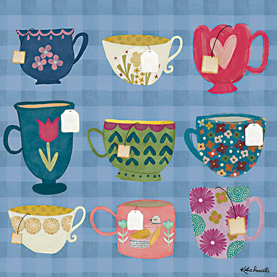 Katie Doucette KD301 - KD301 - Tea Bag Teacups - 12x12 teacups tea mugs floral colorful kitchen pattern from Penny Lane