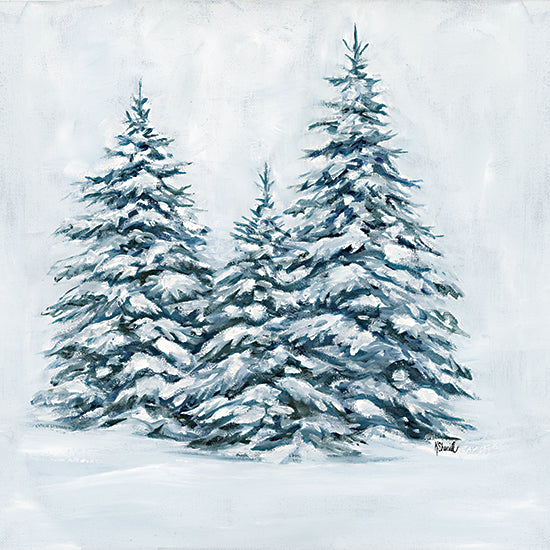 Kate Sherrill KS306 - KS306 - Winter Evergreen Trio - 12x12 snow covered trees, winter forest, soft neutral tones from Penny Lane