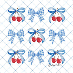LAR699 - Blue Bows and Cherries II - 12x12