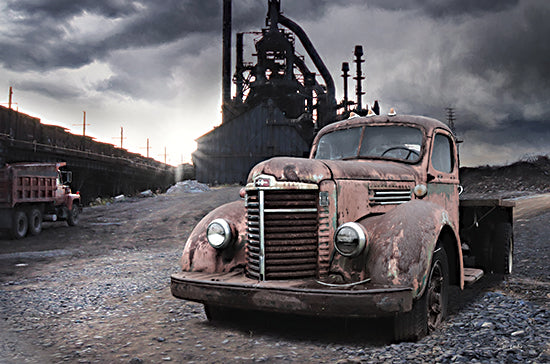 Lori Deiter LD3445 - LD3445 - The Old Steel Plant I - 18x12 Photography, Trucks, Steel Plant, Industrial, Gravel, Road, Clouds, Masculine from Penny Lane