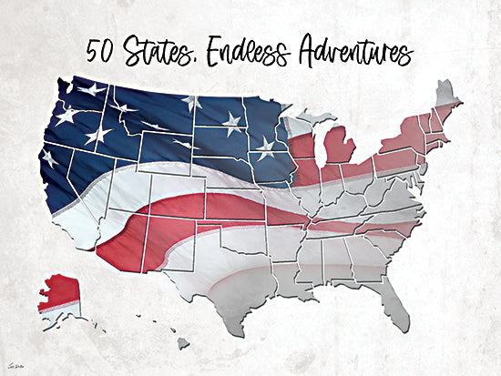 Lori Deiter LD4040 - LD4040 - 50 States, Endless Adventures - 16x12 50 states map, American flag, travel map from Penny Lane