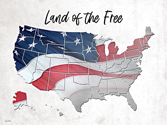 Lori Deiter LD4057 - LD4057 - Land of the Free Map - 16x12 patriotic & americana, typography, symbols & icons, americana, flags & stars, word art, united states, usa, america, freedom, contemporary, decorative, digital illustration, multicolor from Penny Lane