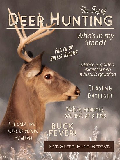 Lori Deiter LD4102 - LD4102 - The Joy of Deer Hunting - 12x16 deer hunting, antlers, buck fever, hunter sayings, outdoor lifestyle, rustic typography, masculine lodge art, Lori Deiter from Penny Lane