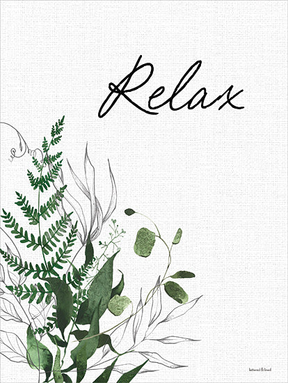 lettered & lined LET1231 - LET1231 - Relax - 12x16 Relax, greenery, minimalism, plant design, watercolor leaves, peaceful message, calming, botanical print, hand-lettered typography, nature-inspired art from Penny Lane