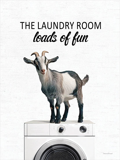 lettered & lined LET1322 - LET1322 - Loads of Fun Goat - 12x16 sorting out life one load at a time, llama in washing machine, funny laundry sign, alpaca art, whimsical animal decor, neutral background, humorous laundry room wall art, farmhouse typography, modern farmhouse style, playful pun print from Penny Lane