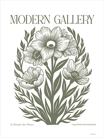 lettered & lined LET1342 - LET1342 - Modern Gallery Floral Poster III - 12x16 modern gallery bouquet poster, green and white flower illustration, la beaute des fleurs text, botanical wall art, vintage inspired floral print, decorative typography poster, stylized bouquet, neutral background, minimalist color palette, exhibition poster aesthetic, feminine decor, lettered and lined from Penny Lane