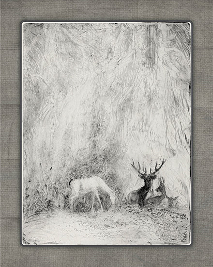 lettered & lined LET1387 - LET1387 - White Wonder   - 12x16 wildlife, forest, nature, black and white, deer, moose, texture, artistic drawing, sketched art from Penny Lane