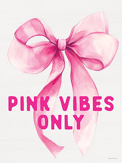 lettered & lined LET1572 - LET1572 - Pink Vibes Only - 12x16 typography, symbols & icons, word art, bow, ribbon, quote, girly, feminine, decorative, watercolor, pink from Penny Lane