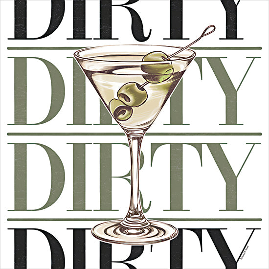 lettered & lined LET1647 - LET1647 - Dirty Martini Glass - 12x12 dirty martini repeated typography pattern martini glass olives cocktail drink bar decor graphic illustration from Penny Lane