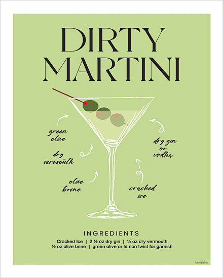 lettered & lined LET1650 - LET1650 - Dirty Martini Cocktail - 12x16 dirty martini ingredients diagram cocktail recipe illustration martini olives vermouth gin recipe poster bar decor from Penny Lane