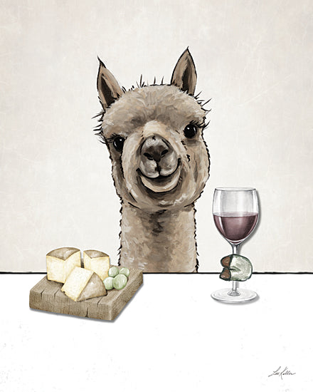 Lee Keller LK290 - LK290 - Alpaca Wine and Cheese - 12x16 Alpaca with wine, wall art, home decor, typography, gift, decorative artwork from Penny Lane