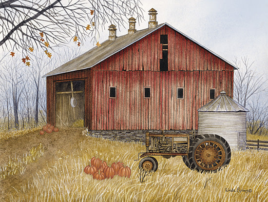 Linda Spivey LS1921 - LS1921 - Old Red Barn - 16x12 Farm, Barn, Tractor, Rural, Fall, Autumn, Pumpkins, Field, Country, Agriculture, Rustic, Trees, Harvest from Penny Lane