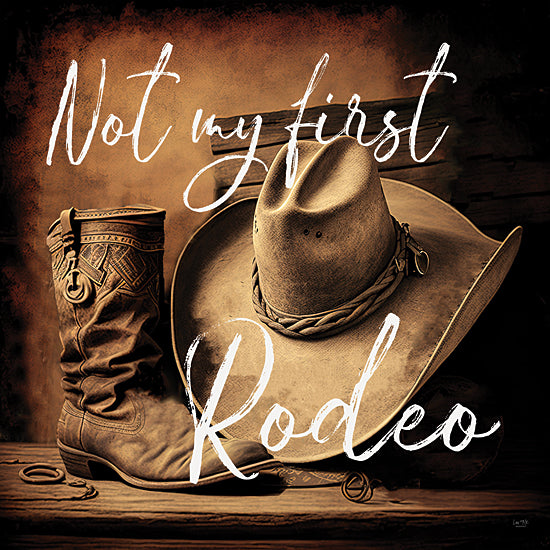 Lux + Me Designs LUX1094 - LUX1094 - My Roots - 12x12 not my first rodeo, cowboy hat, western boot, rodeo quote, rustic ranch wall art, sepia western decor, country humor sign, cowboy lifestyle, leather and wood styling, farmhouse western typography, rustic shelf art, country living decor, vintage rodeo theme, masculine western design, western word art from Penny Lane