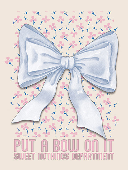 Lux + Me Designs LUX1110 - LUX1110 - Put a Bow on It   - 12x16 Blue bow, floral pattern, feminine, decorative, typography, aesthetic, watercolor, illustration, sweet nothings from Penny Lane