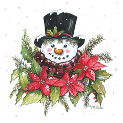 MARY667 - Poinsettia Snowman   - 12x12
