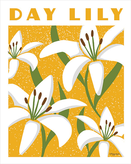 Molly Mattin MAT125 - MAT125 - Day Lily Poster    - 12x16 day lily flower, botanical illustration, floral art, modern decorative print, white petals, yellow background, bold typography from Penny Lane