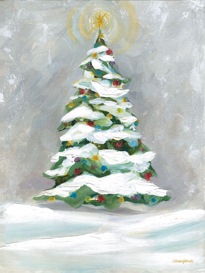 Mackenzie Kissell MKA168 - MKA168 - Snow Covered Christmas Tree - 12x16 Christmas tree, decorated tree, snow covered branches, holiday art, festive painting, seasonal decor, star on top from Penny Lane