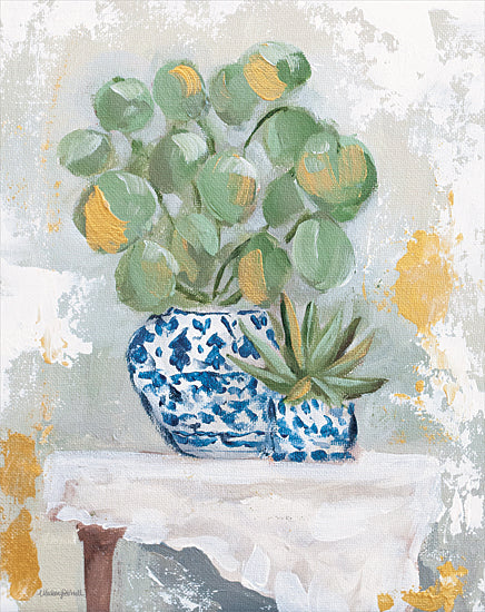 Mackenzie Kissell MKA178 - MKA178 - Chinoiserie Potted Plants - 12x16 floral, greenery, still life, blue vase, plants, brush strokes, modern from Penny Lane