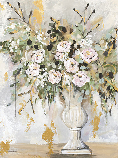 Mackenzie Kissell MKA199 - MKA199 - Tea Room Arrangement - 12x16 floral arrangement, flowers, bouquet, gold accents, greenery, rustic, nature, still life, vase, delicate, pink flowers from Penny Lane