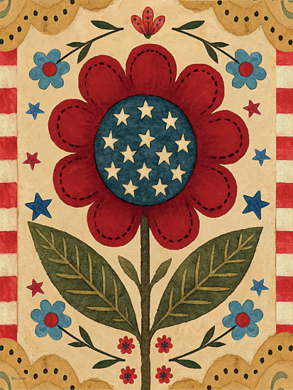Nicole DeCamp ND1045 - ND1045 - Patriotic Flower - 12x16 patriotic flower, stars and stripes, americana floral, red white blue from Penny Lane