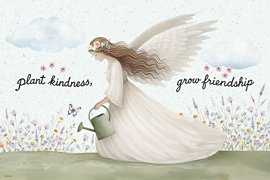 Nicole DeCamp ND1138 - ND1138 - Plant Kindness - 18x12 angel with watering can, kindness message, pastel florals, soft sky background, uplifting typography from Penny Lane